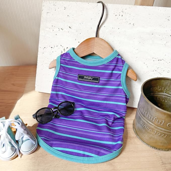 Soft Striped Dog Shirt, Cozy Warm pet Vest for Small Medium Dogs, Classic Puppy cat Clothes for Indoor Outdoor Outfits