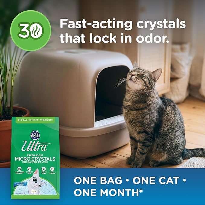 Ultra by Cat's Pride Fresh Scent Micro Crystals, Soft on Paws Litter, 5lb