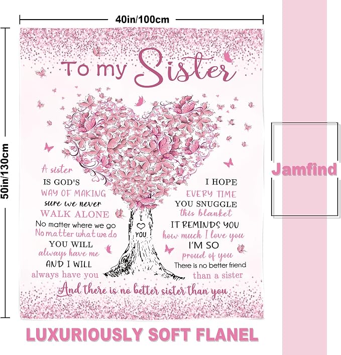 Sister Birthday Gifts, Sisters Gifts from Sis, Gift for Sister Birthday Blanket 40"x 50", Best Big Sisters Birthday Graduation Ever Gift Ideas for Women