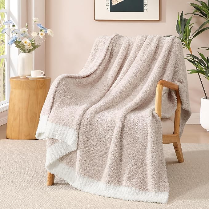 Soft Throw Blanket for Couch-Cozy Reversible Knitted BlanketsW | Lightweight Warm Fluffy Decor for Women, Mom, Her & Girls, Sofa, Chair, Bed, 50x70in, Cationic Dyeing Taupe