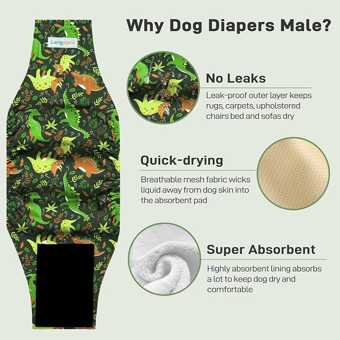 Langsprit Small Male Dog Diapers for Doggie Puppy,Reusable Belly Bands for Male Dogs Wraps,Washable Doggy Dog Diapers Medium Large in Incontinence 5 Pack (Cosmic Cuties, X-Large)