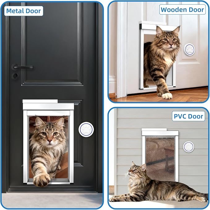 Smart Pet Door with Doorbell Active,Electronic Cat Door for Door,No Collar