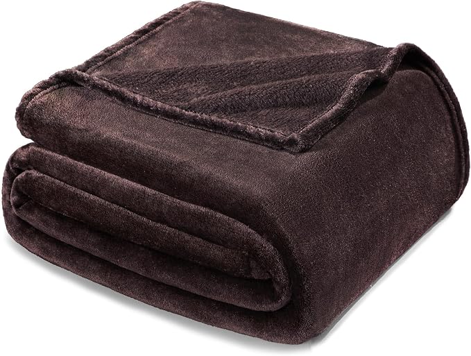 Exclusivo Mezcla Soft Fleece Blanket Queen Size for Bed, Coffee | 90x90 Inches, Double-Sided Brushed Flannel, Lightweight Plush Cozy Blanket for Home Decor, All Season, Machine Washable