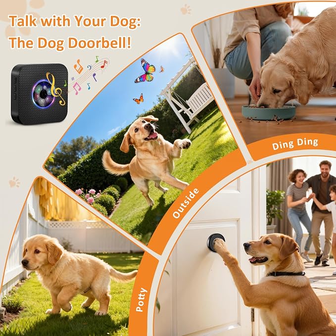 Ownpets Wireless Dog Doorbell 1000Ft 55 Melodies Dual Button
