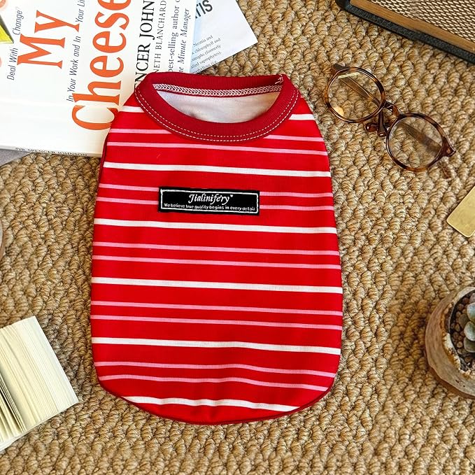 Soft Striped Dog Shirt, Cozy Warm pet Vest for Small Medium Dogs, Classic Puppy cat Clothes for Indoor Outdoor Outfits