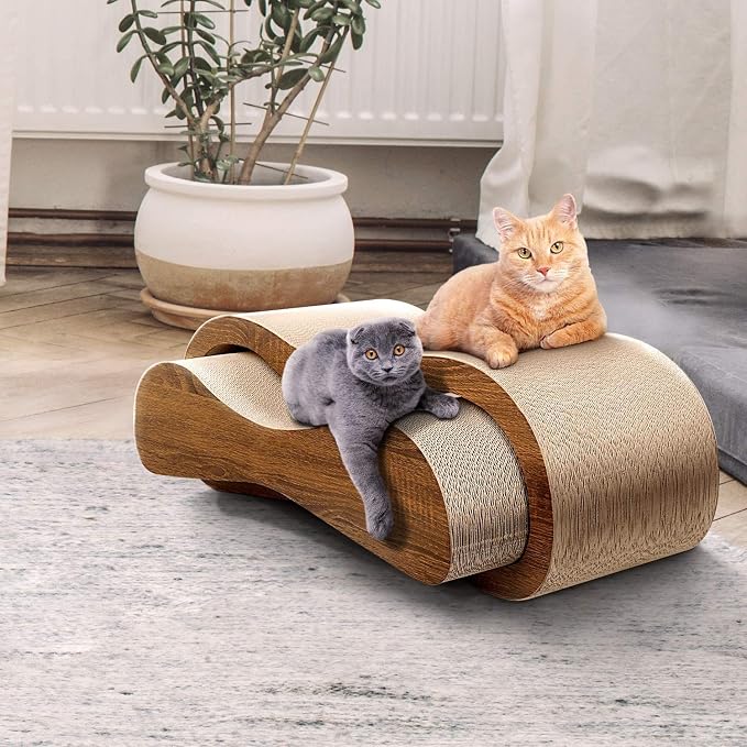 Simple Deluxe 2 In1 Cardboard Cat Scratcher,Large Scratching Board for Scraching & Napping, 100% Recyclable & Reversible Horizontal Scratch Pad Couch Lounger for Cats, 27.56 x9.45 x8.86 inch