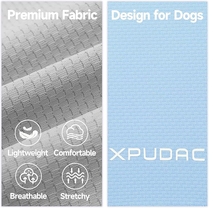 XPUDAC 2 Pack Sun Protection Dog Shirts, Quick Dry Breathable Dog T-Shirt Stretchy Lightweight Sleeveless Pet Summer Clothes for Large Dogs Sensitive Skin Soft Pet Tank Top Vest Boy,4XL