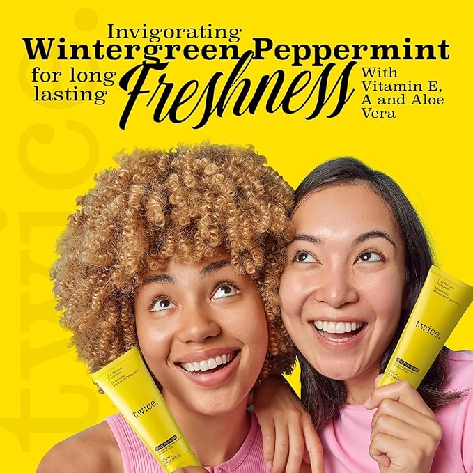 Twice Twice Oral Wellness Toothpaste with Fluoride – Natural Anticavity Toothpaste for Sensitivity Relief, Whitening & Fresh Breath, Wintergreen Peppermint, 3.4oz (Pack of 2)
