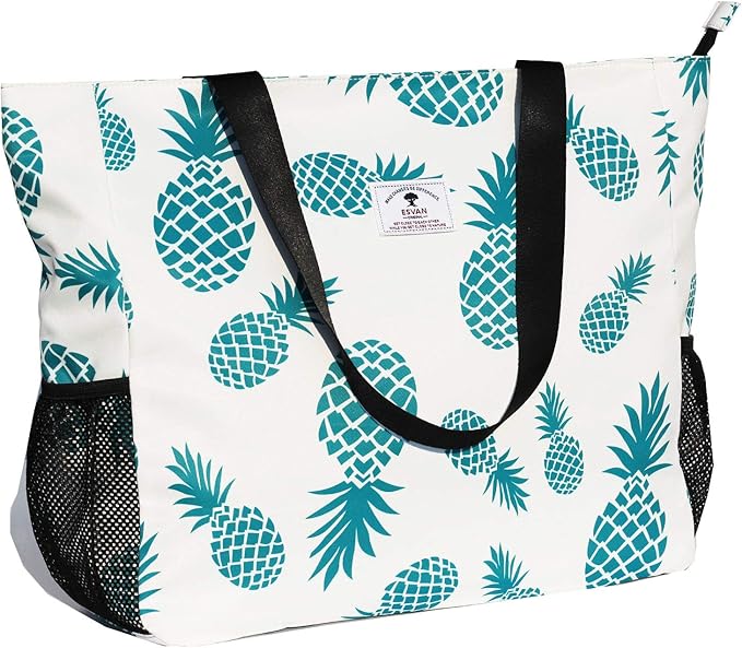 ESVAN LARGE BEACH BAG Water Resistant Lightweight 20 inch Women Oversize Tote Bag for Gym Beach Travel Pool Yoga Nurse