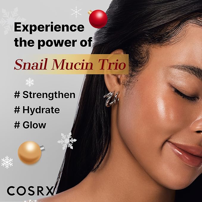COSRX Snail Mucin Limited Gift Set with Snail Mucin Repairing Serum, Moisturizer & Collagen Face Mask, Korean Skin Care Set, Gifts for Women, Amazon Exclusive