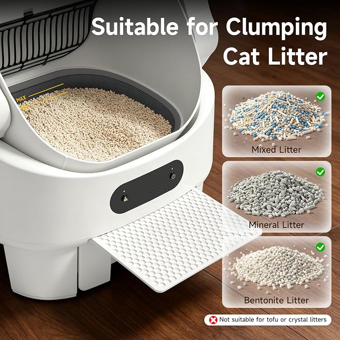 Automatic Cat Litter Box,Self Cleaning,Infrared Sensor,Display,8L Waste Bin | Spacious Interior,Ultra-Quiet,Kitten & Senior Friendly,Clumping Litter Compatible,Anti-Pinch,Tool-Free Clean,Open-Top,White