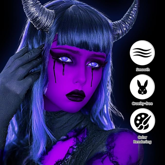 Go Ho Makeup Purple Body Paint(2.1 oz),Water Based Purple Face Paint and Body Paint for Airbrush Makeup Special FX, Cosplay, and Halloween Make up