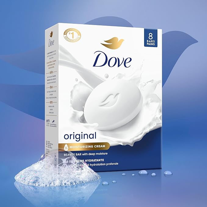 Dove Beauty Bar Soap Original for Soft,Smooth Skin,with 1/4 Moisturizing Cream 3.75 oz,(Pack of 16)