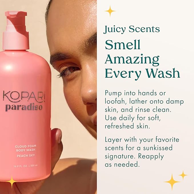 Kopari Paradiso Cloud Foam Body Wash – Watermelon Sugar | Hydrating Foaming Body Wash with Hyaluronic Acid & Vitamin E | Gentle Cleanse, Fruity Scent
