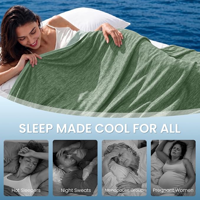 Cooling Blanket for Night Sweats Absorbs Heat to Keep Adults, Children Cool on Warm Nights, Q-Max 0.5 Cooling Blankets for Hot Sleepers, Ultra-Cool Lightweight Sofa Throw Blanket (50"x70") | Absorbs Heat Cold Summer Blanket for Night Sweats & Menopause...