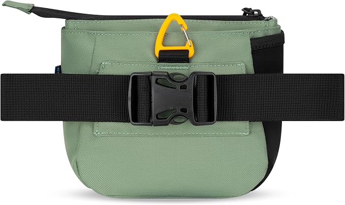 OllyDog Backcountry Day Bag | Dog Training Treat Pouch | Eco-Friendly Recycled Fabric Fanny Pack with Zipper Closure, Built-in Poop Bag Dispenser & Adjustable Waist Belt (Olivine)