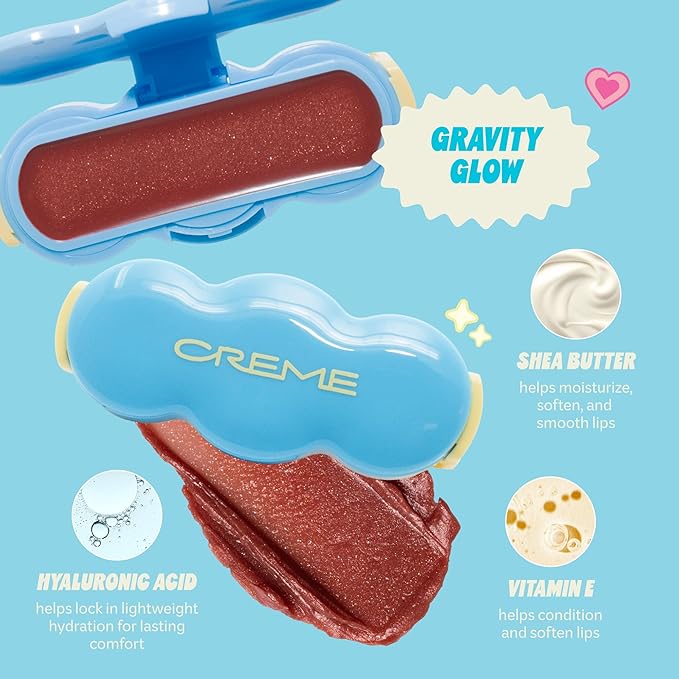 The Crème Shop Shimmer Pop Clip-On Lip Gloss | Korean Makeup, Cute Clip Accessory, Hydrating, Non-Sticky, Shea Butter, Hyaluronic Acid, Vitamine E- Gravity Glow