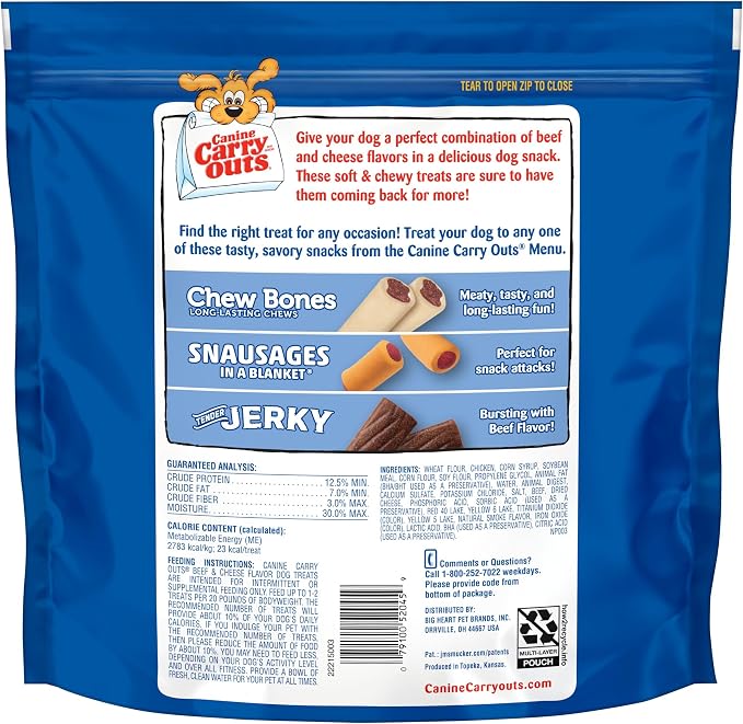 Canine Carry Outs Bacon & Cheese Flavor Dog Treats, 47 Ounce Bag