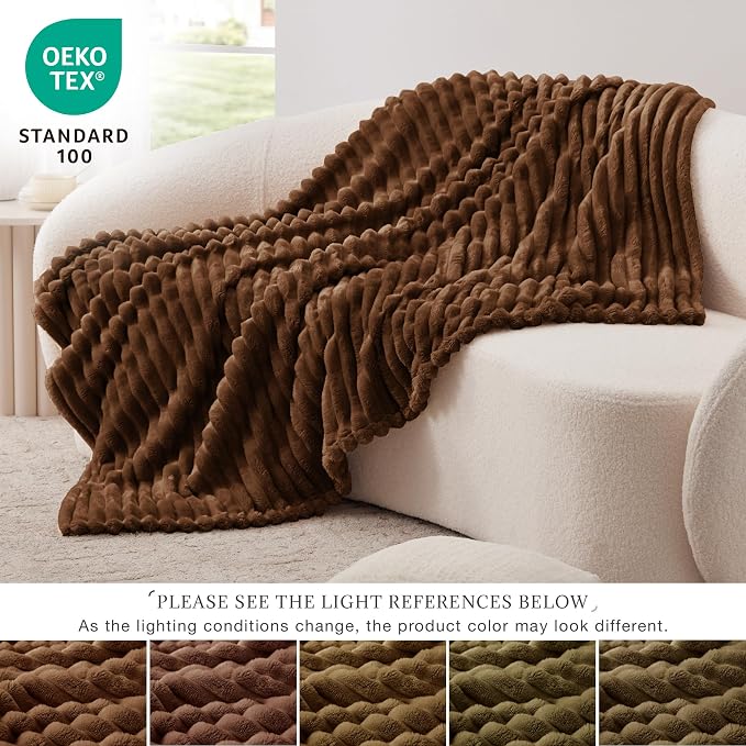 EXQ Home Gentle Soft Fleece Throw Blanket – Cozy Lightweight Blanket for Couch Bed – All-Season Warm Fuzzy Flannel Blanket for Women Mom Her – Gifts for Birthday(60"x80",Brown)