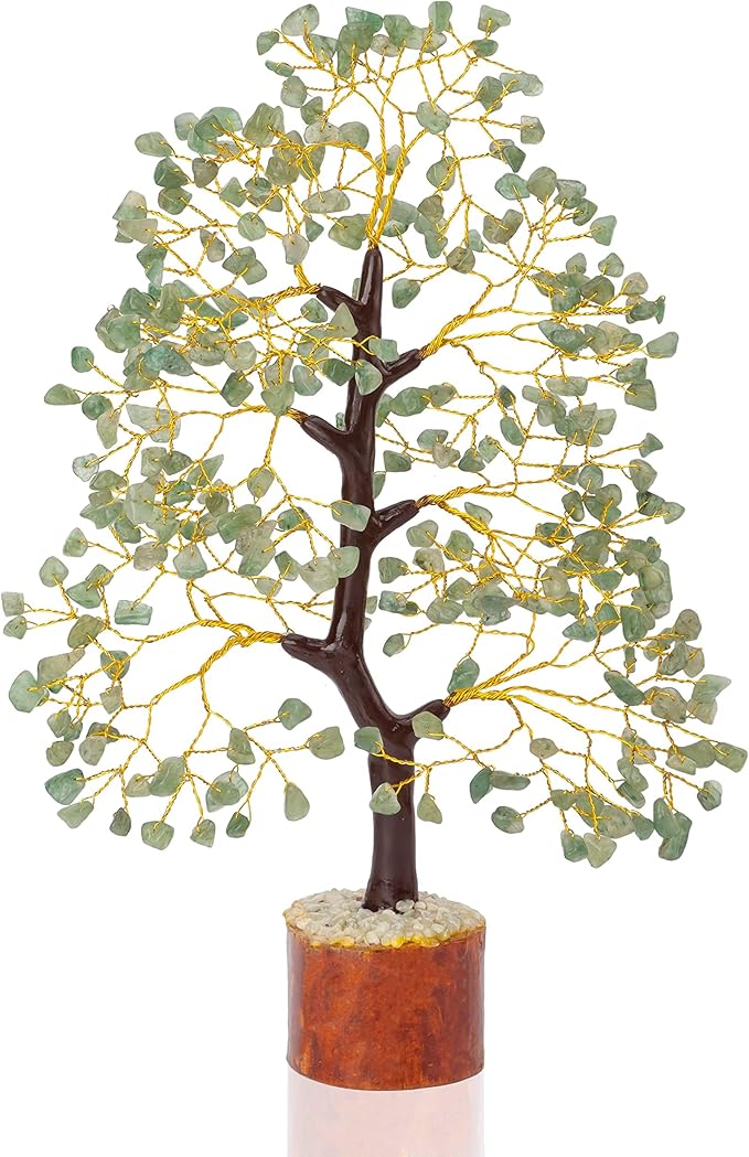 "Green Jade Chakra Tree of Life Crystal Tree for Positive Energy, Feng Shui Home Decor - Handmade Gemstone Tree, Money Tree Bonsai - Green Healing Crystals, Wealth & Good Luck Stones Spiritual Gift"