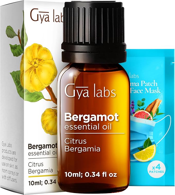 Rose Geranium Essential Oil for Skin & Bergamot Oil for Diffuser Set - Aromatherapy Grade Essential Oils Set - 2x0.34 fl oz - Gya Labs