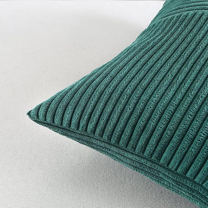 Fancy Homi 2 Packs Teal Samll Decorative Throw Pillow Covers 12x12 Inch with for Couch Bed Sofa, Rustic Farmhouse Boho Home Decor, Soft Corss Patchwork Corduroy Square Cushion Case 30x30 cm