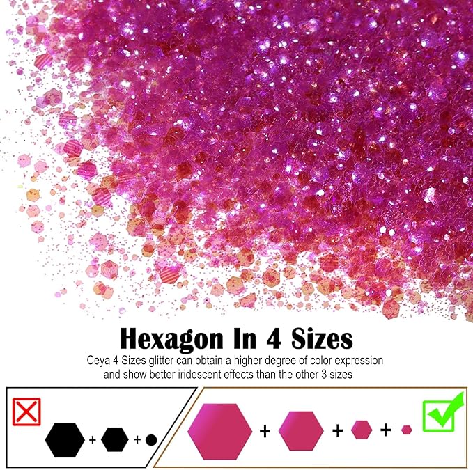 Ceya Chunky Glitter, 4.9oz/ 140g Cinnabar Rose Craft Glitter Powder Mixed Fine Flakes Halloween Glitter Sequins for Pink Bat, Glass Houses, Nail Art, Hair, Epoxy Resin, Tumbler, Slime, Festival Decor