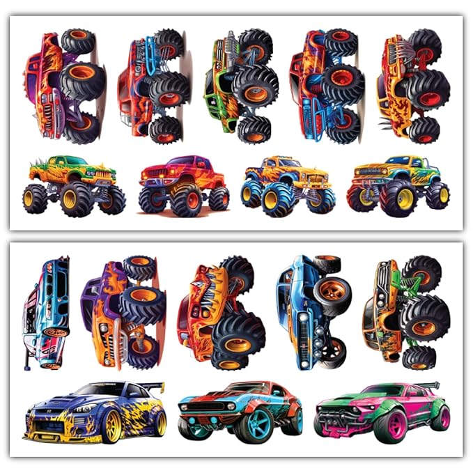 Temporary Tattoos Cars - set 74 Styles Tattoos (Monster Truck)