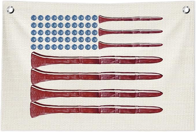 Vintage Sports Wall Decor, Golf Balls American Flag Canvas Banner Wall Art Decorations for Kids Boys Room Nursery Bedroom Playroom, 30x20 in