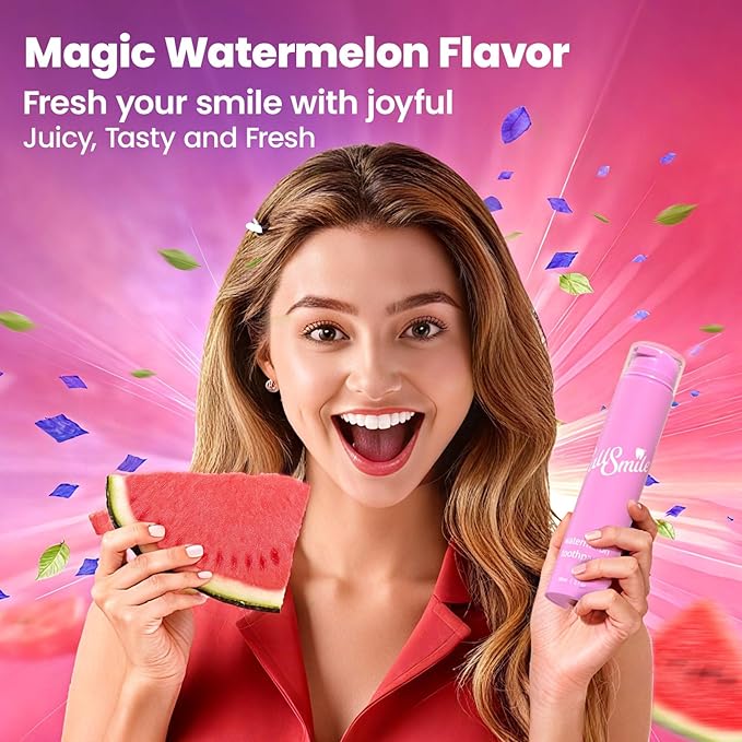 CALLSMILE Fruity Flavors Fluoride-Free Toothpaste, Easy-Press Pump, 60g, No SLS, Non-Toxic, No Sweeteners, for Adults & Kids, Gentle for Sensitive Teeth，Watermelon Flavor, ValentGine's Day Gifts