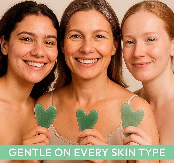 DoSensePro Jade Gua Sha Facial Tool - 100% Natural Xiuyan Jade Authentic Stone for Face Sculpting, Puffiness Relief, Lymphatic Drainage & Skin Glow