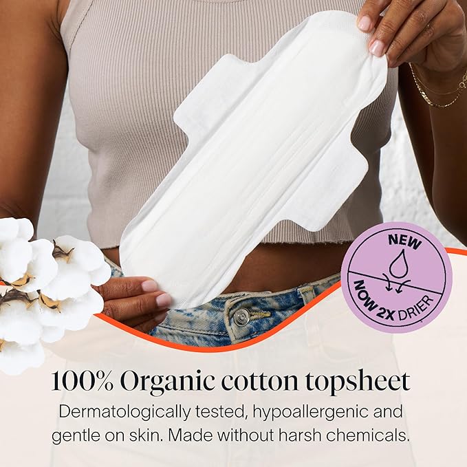 Cora 100% Organic Cotton Topsheet Pads (72 Super)