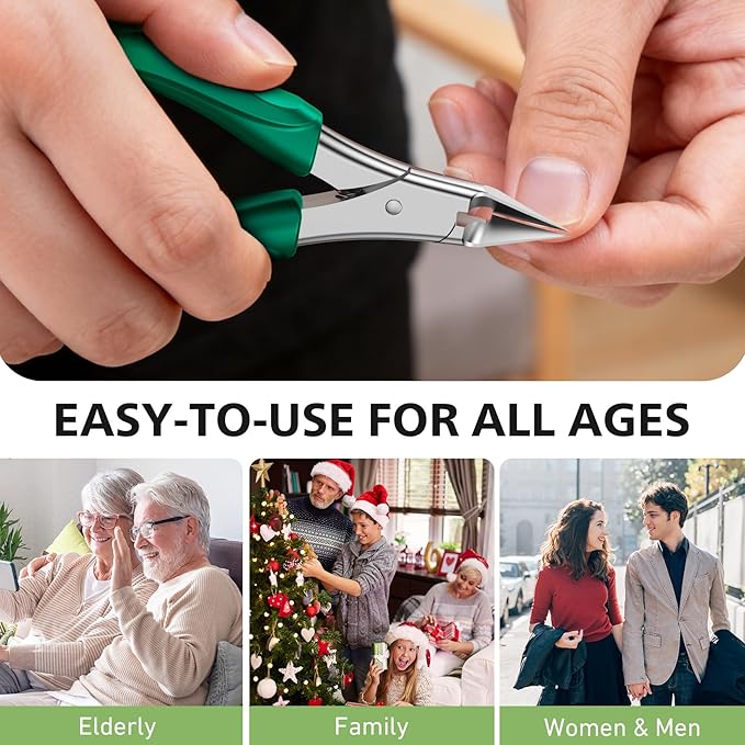 BALUCA Professional Straight Edge Toenail Clippers for Thick Nails & Ingrown Toenails - Heavy Duty Long Handle Nail Clippers for Seniors and Adults with Precision Design for Pain-Free Grooming,Green