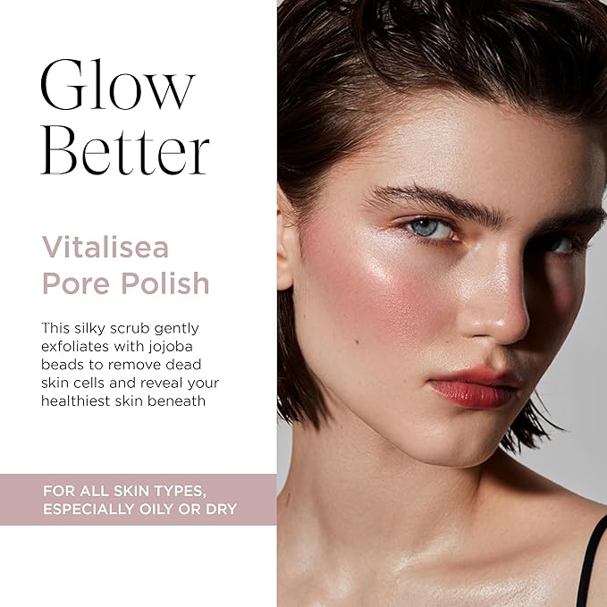 Vitalisea Pore Polish Scrub, Gentle Facial Exfoliation with Jojoba Beads, Vegan, 2.5 Oz