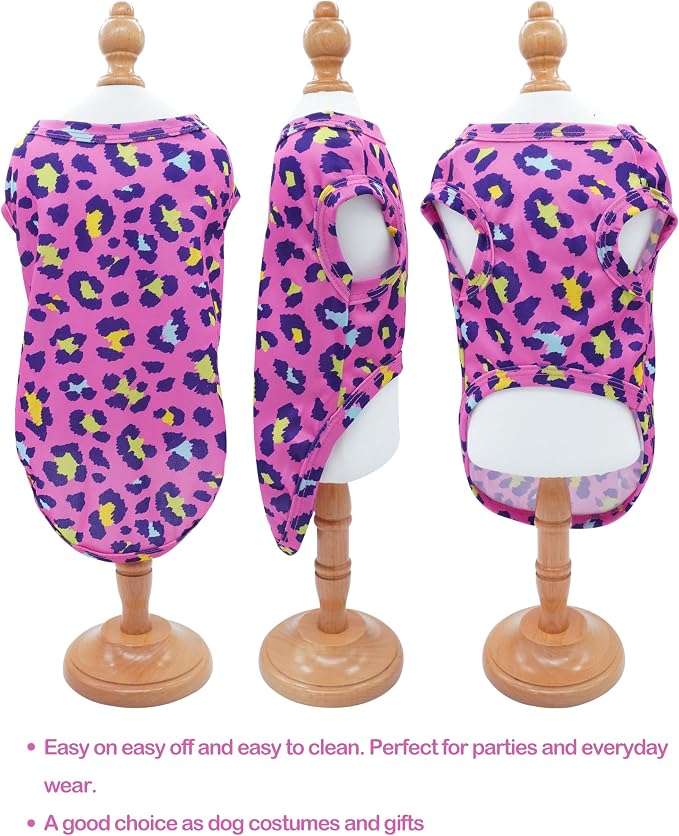 PET SHOW 4 Pack Paw Bone Printed Dog Clothes Shirts Soft Vest Lightweight Sleeveless Cats Doggies T-Shirts Puppies Tank Top Tee for Small Medium Dogs White Black Pink Blue (X-Large, Pink for Girls)