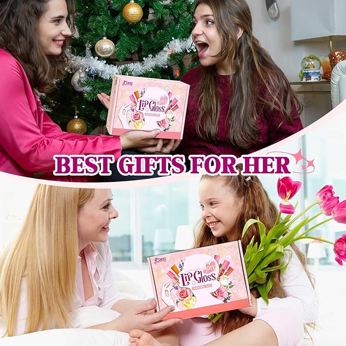 Jcoos DIY Lip Gloss Making Kit, DIY Lip Glosses Set to Make Your Own Lip Stick, Fun Craft Makeup Lipglosses, All-Inclusive Moisturizing Handmade Lip Glaze Supplies Set for Beginner Women Girls