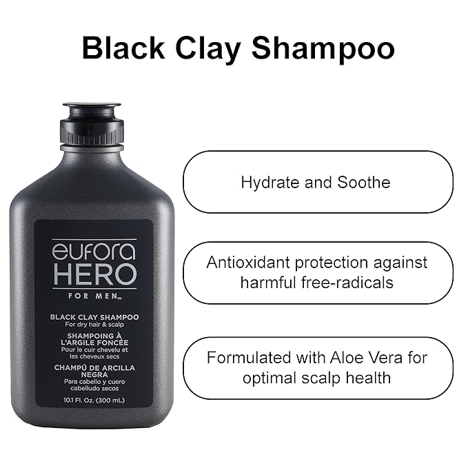 Eufora Hero For Men Black Clay Shampoo 10.1 oz