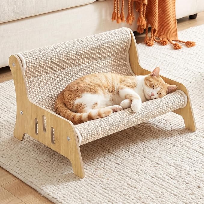 Large Sisal Cat Scratcher Sofa for Indoor Cats, Durable Cat Couch Furniture | Mess-Free No Shedding Cat Scratcher Bed, Multi-Functional Lounge for Scratching & Playing, Easy Assembly, Protects Furniture