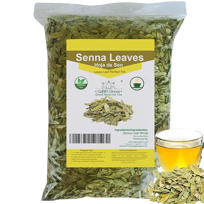 Natural Senna Leaves Hoja Sen Dried Herbal Leaves, Senna Raw Leaf, Hoja Sen Cut & Sifted Herbs, Non-GMO, Gluten-Free, Senna Alexandrina in a Resealable Bag (4oz)