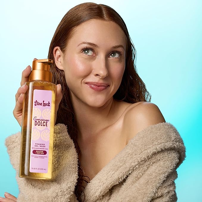 Tree Hut Cinnamon Dolce Foaming Gel Body Wash, Mothers Day Gifts, Hydrating & Moisturizing Shower Gel for Soft, Smooth, Radiant Skin, Cozy Café Scent, 18 fl oz