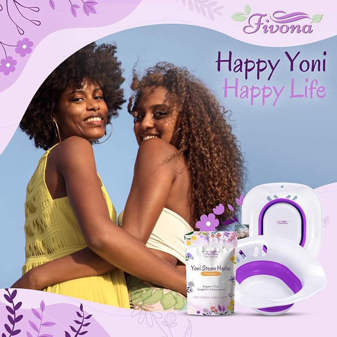 Fivona Yoni Steam Kit 2-in-1 Seat with V Steaming Herbs Sunrise Recipe for Detox, Cleansing, PH Balance and Odor Control