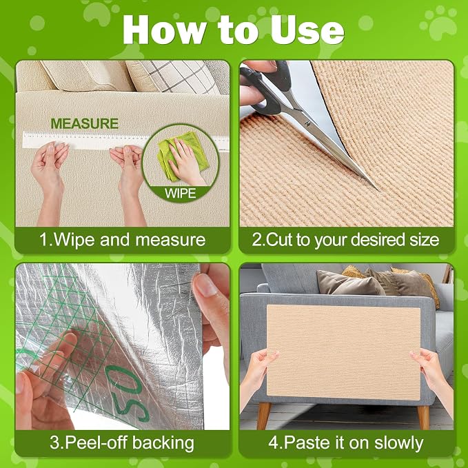 ENONCI 47.2x15.8 Cat Scratcher Mat, Self-Adhesive Wall Corner Cat Scratcher Pad