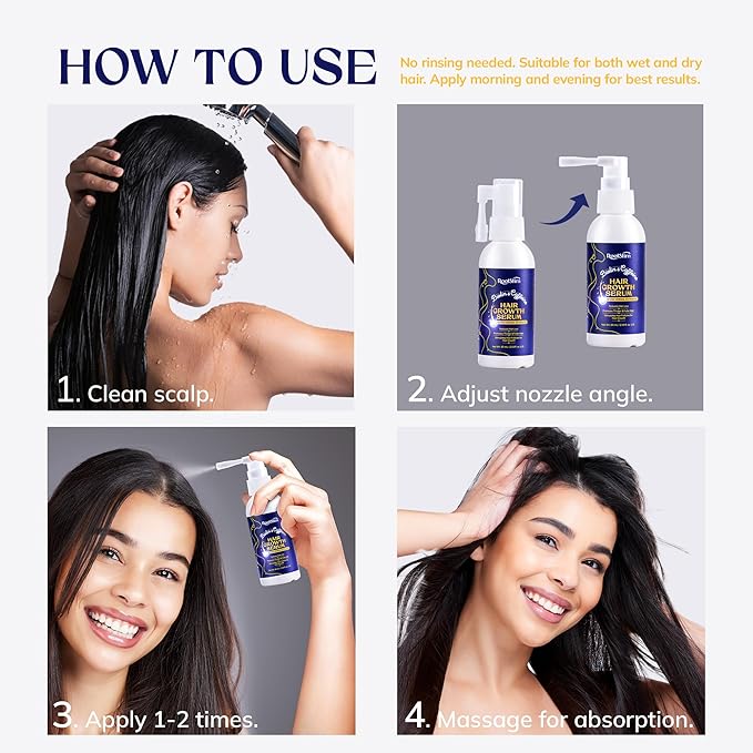 Hair Growth Serum, Rice Water & Biotin & Caffeine, Hair Growth Spray for Men & Women, Hair Oils for Hair Growth - Hair Thinning, Longer, Fuller Hair, Enriched with Seven Herbal Extracts