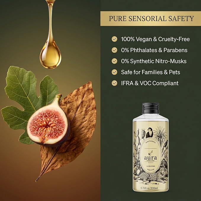 A U R A - Monaco Fragrance Oil for Waterless Scent Diffuser - Inspired by L.Labo-Noir | (6.7 fl oz, 200 ml) Pure Essential Oil Blends for Aromatherapy Diffuser & Hotel Collection Oil Diffuser