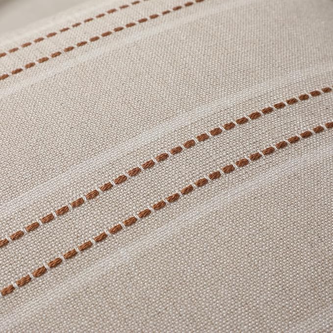 Hckot Rust Throw Pillow Covers 22x22 Set of 2 Striped Fall Pillow Covers Textured Linen Decorative Pillows Square Cushion Covers for Sofa Couch Bed Living Room Farmhouse Decor(Caramel)