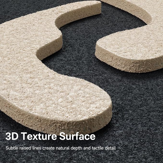 Large 3D Textured Modern Abstract Wall Art Decor for Living Room, 3 Piece Black and Beige Minimalist Artwork for Walls, Geometric Sandstone Texture Wall Decor for Hallway, Bedroom, Office, 24x36