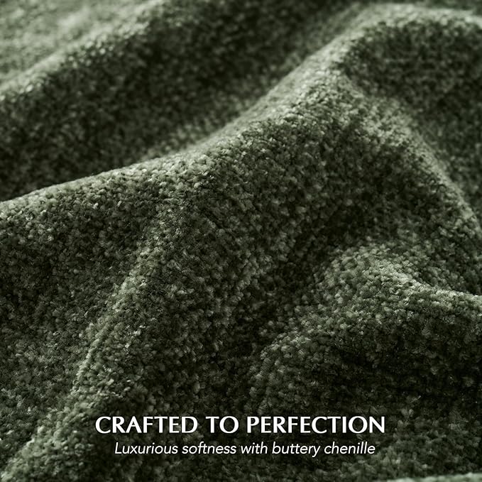 Chenille Knit Throw Blanket for Couch, 50"x60", Olive Green | Cozy Plush Fuzzy Knittd Throw with Tassels, Lightweight, Decorative, Farmhouse Decor, Ideal for Bed Sofa Gift, All Seasons