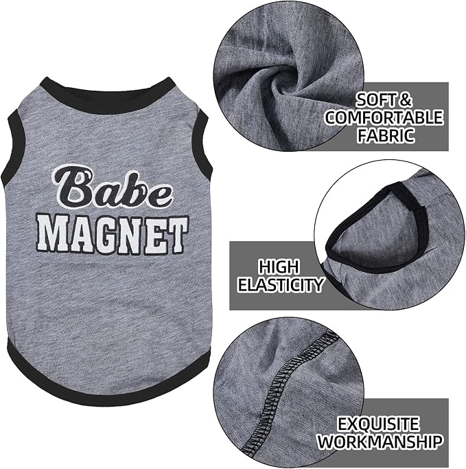 8 Pieces Dog Shirts Pet Printed Clothes with Funny Letters Summer Pet T Shirts Cool Puppy Breathable Dog Outfit Soft Sweatshirt Cats(Classic Pattern,X- Small)