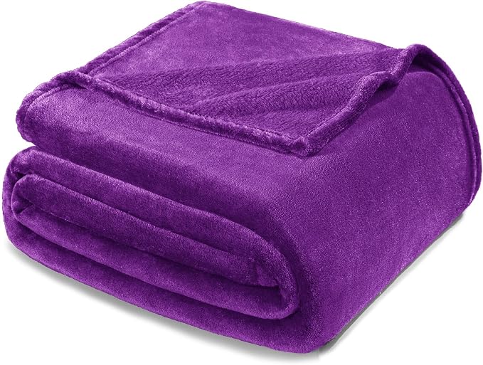 Exclusivo Mezcla Soft Fleece Throw Blanket for Couch, Purple | 50x60 Inches, Double-Sided Brushed Flannel, Lightweight Plush Cozy Blanket for Home Decor, All Season, Machine Washable