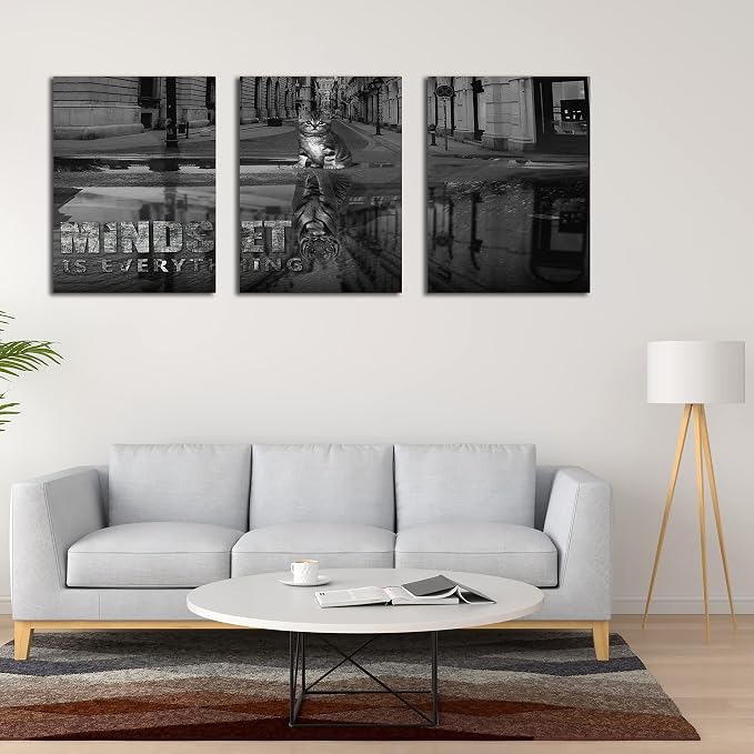 3 Panels Motivational Canvas Wall Art Inspirational Wall Art Entrepreneur Quotes Poster Print Artwork Painting Picture for Framed Home Decoration Living Room office bedroom 48" W x 24" H